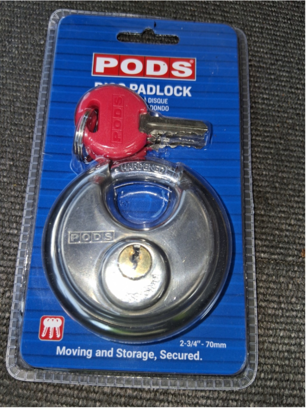 PODS 2-3/4" Stainless Steel Disc Padlock RCU904 All Weather Anti-Corrosion